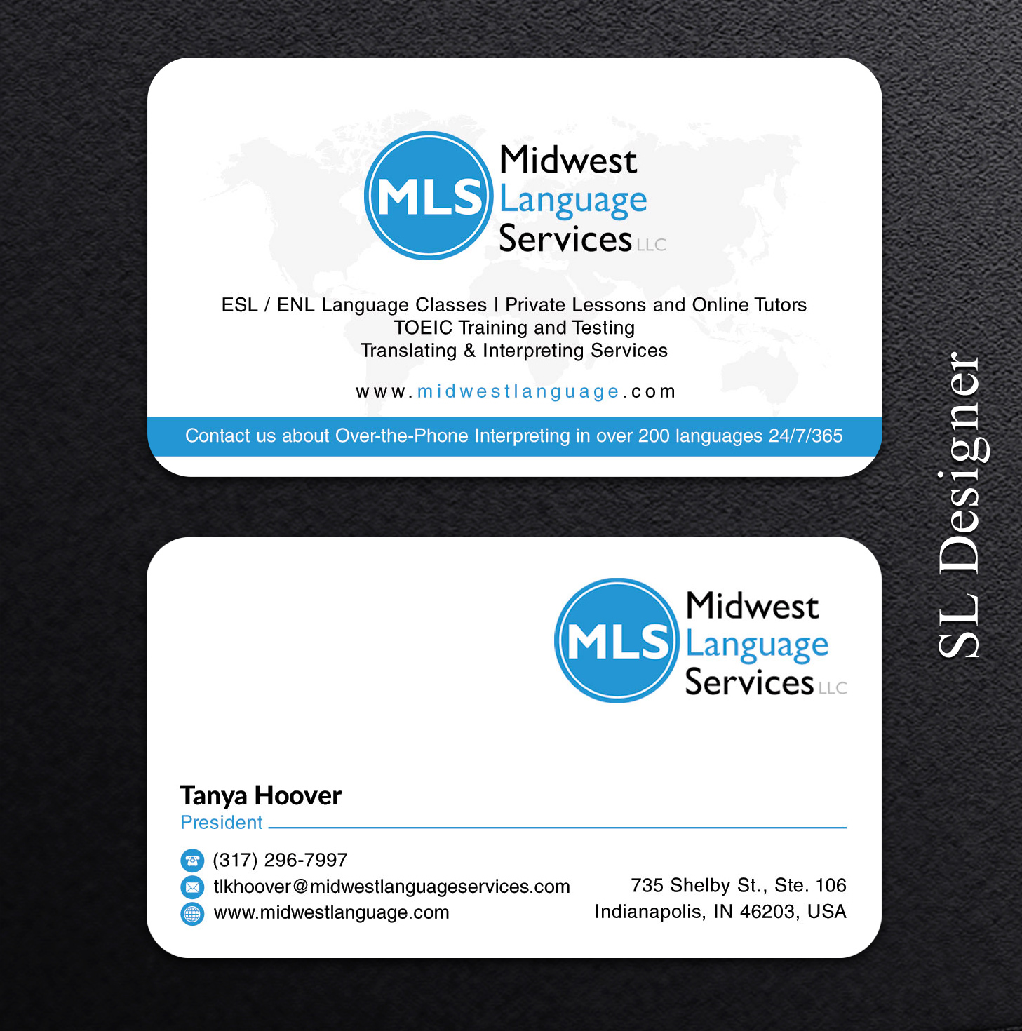 Visitenkarten-Design von SL Designer für Midwest Language Services, LLC | Design #17752611