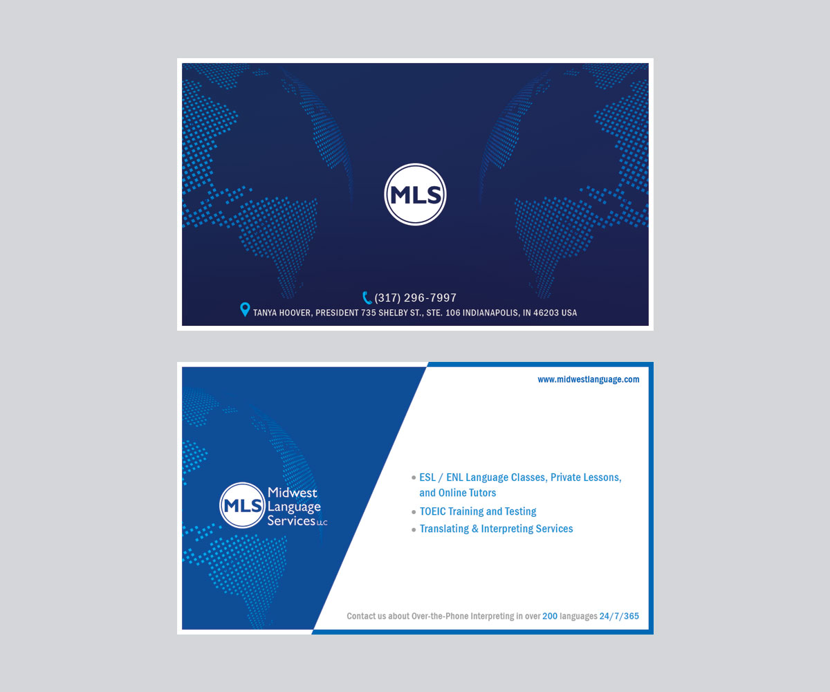 Business Card Design by Purnajyoti_kundu for Midwest Language Services, LLC | Design #17745449