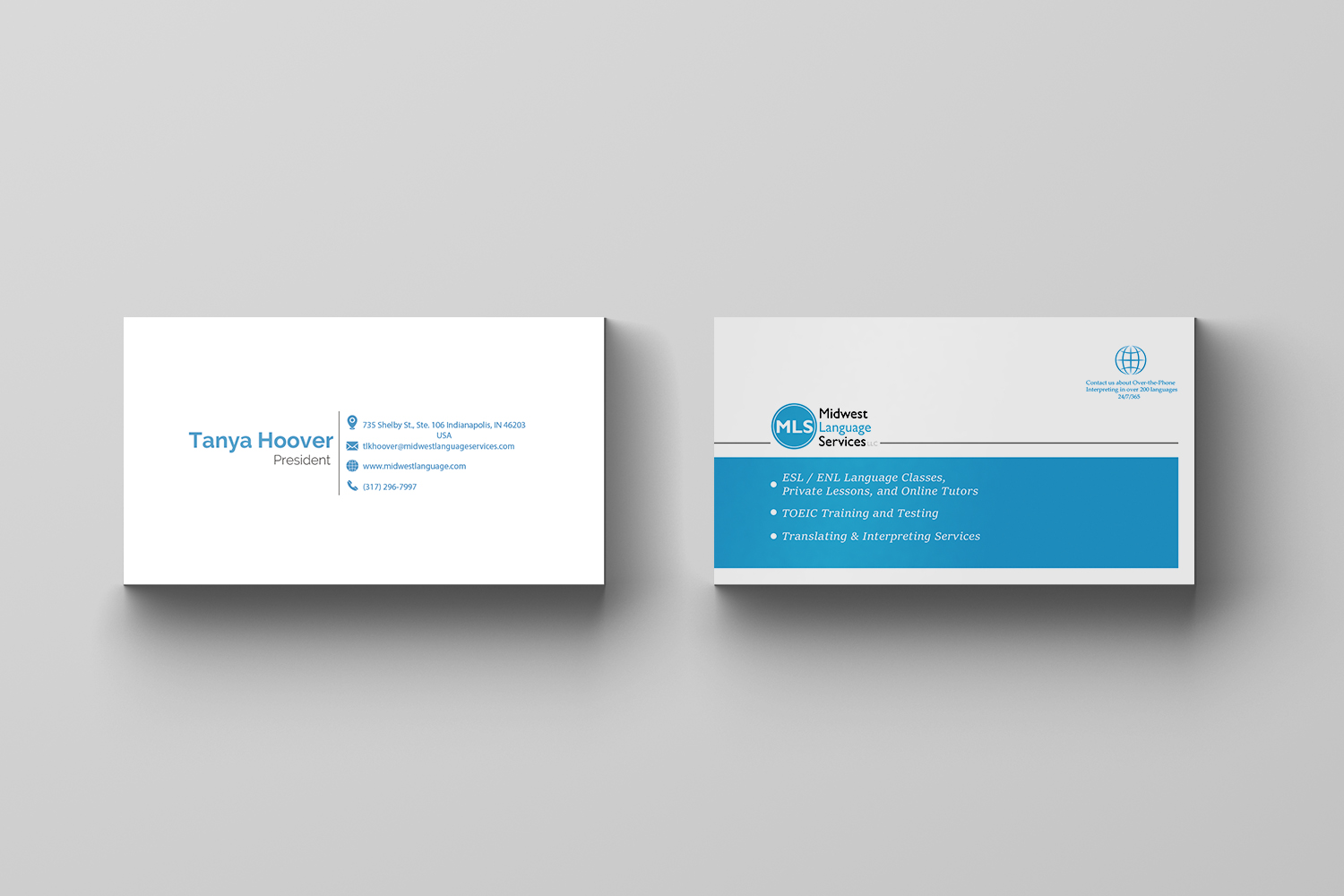 Business Card Design by Maria Azaryan for Midwest Language Services, LLC | Design #17777542