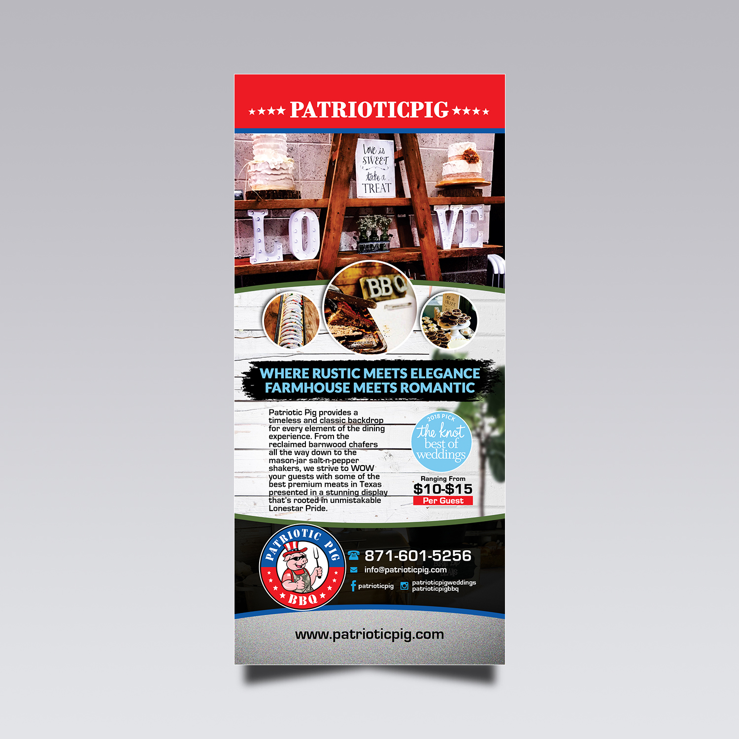 traditional feminine catering flyer design for patriotic pig by