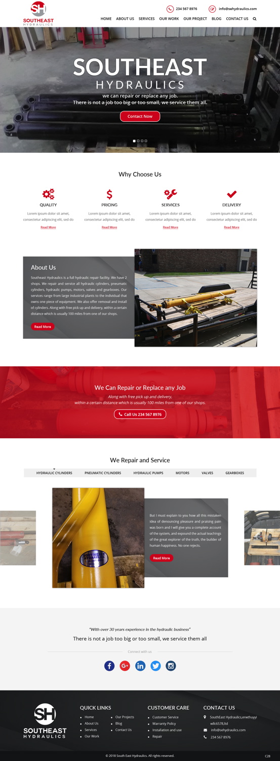 Diseño Web por pb para Southeast Hydraulics | Diseño #17938368