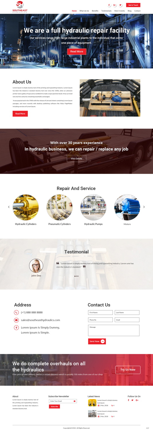 Diseño Web por pb para Southeast Hydraulics | Diseño #17938369