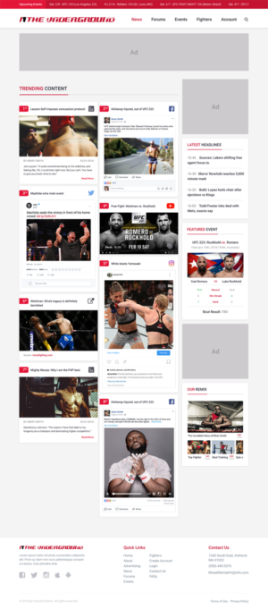 Need new clean look for MixedMartialArts.com Homepage