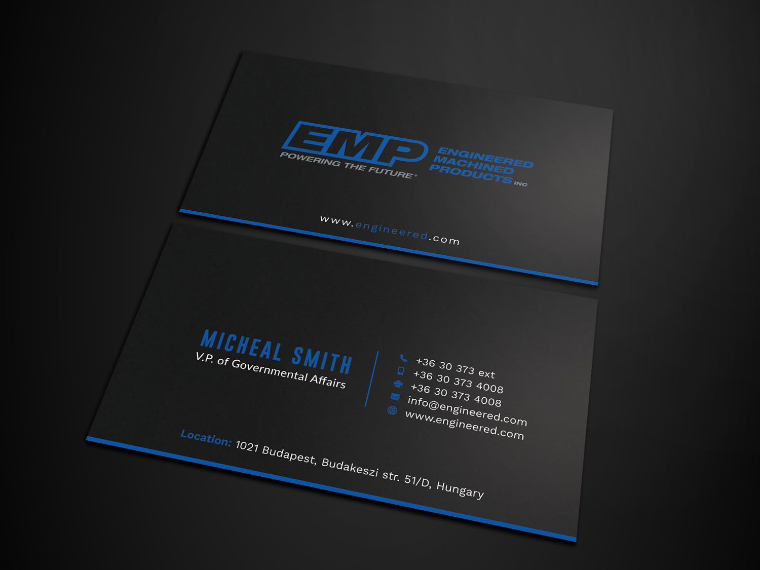Business Card Design by Tripti Ranjan Gain for Engineered Machined Products, Inc | Design #17746887