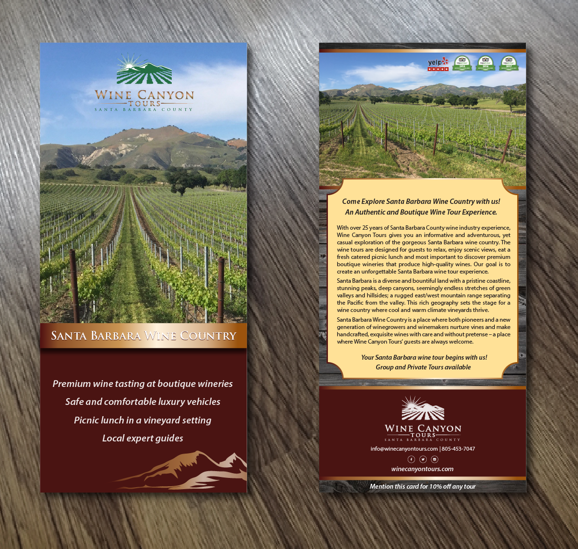 Flyer Design by Alexandar for Wine Canyon Tours | Design #17908009