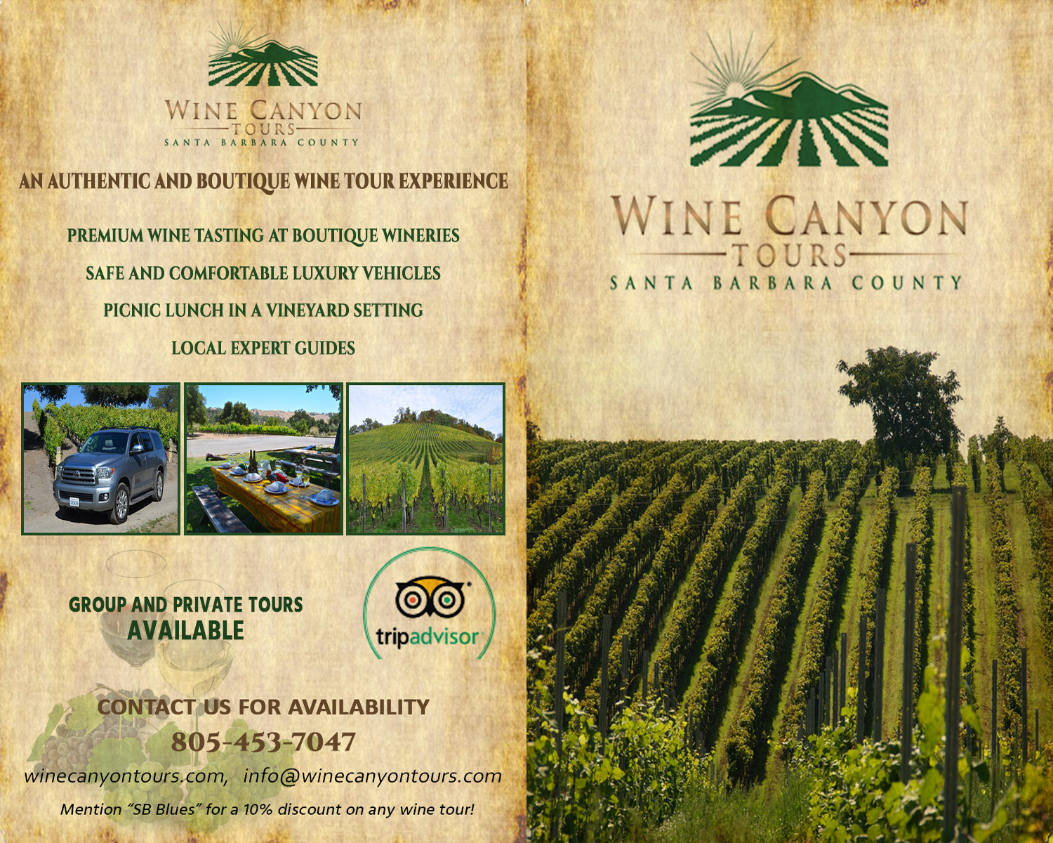 Flyer Design by sormaz.tanja for Wine Canyon Tours | Design #17868204