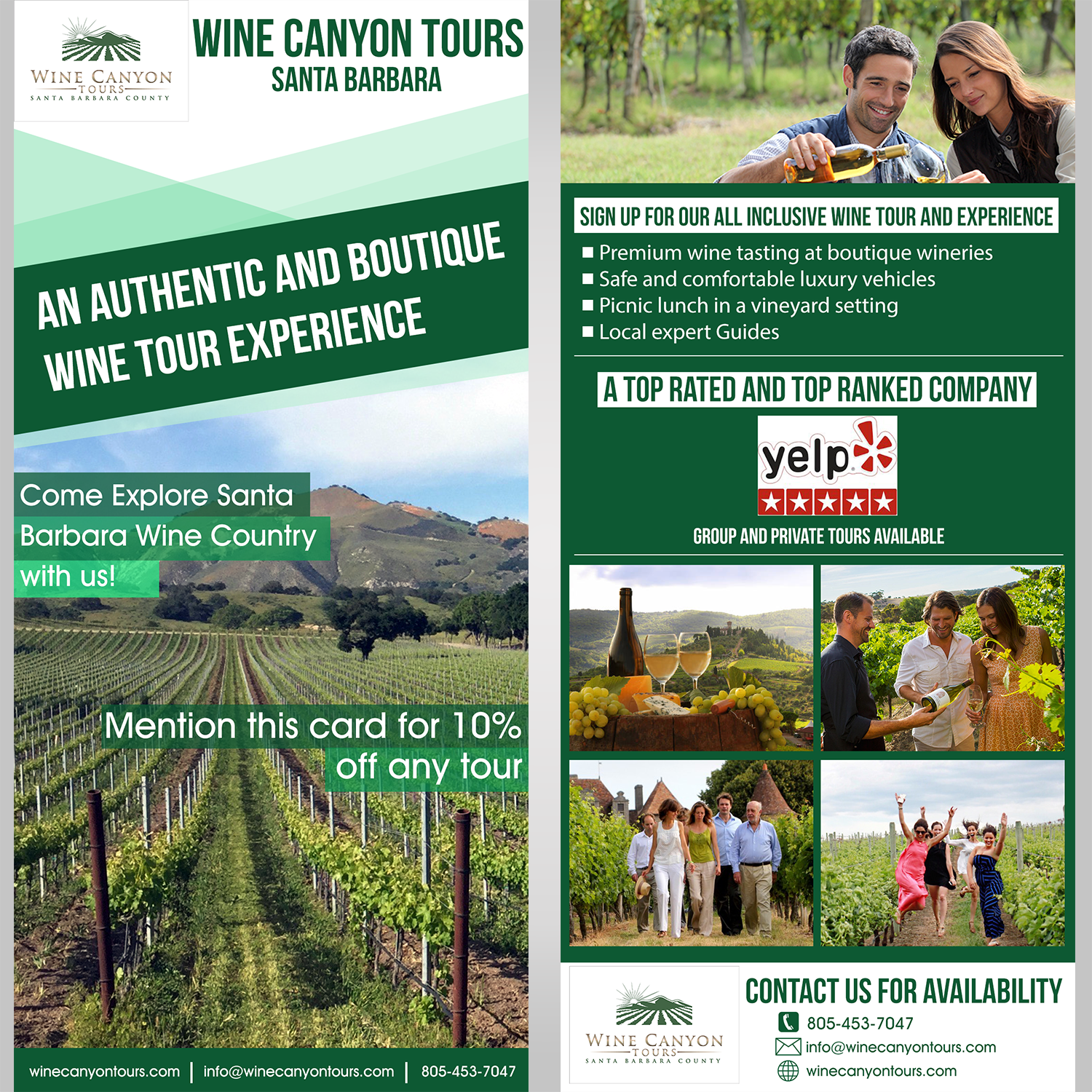 Flyer Design by Hujan Lokal Grafika for Wine Canyon Tours | Design #17911053
