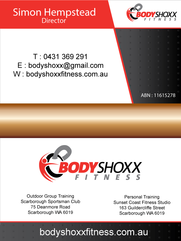 Business Card Design by TedAtkinson for Bodyshoxx Fitness | Design #2755051
