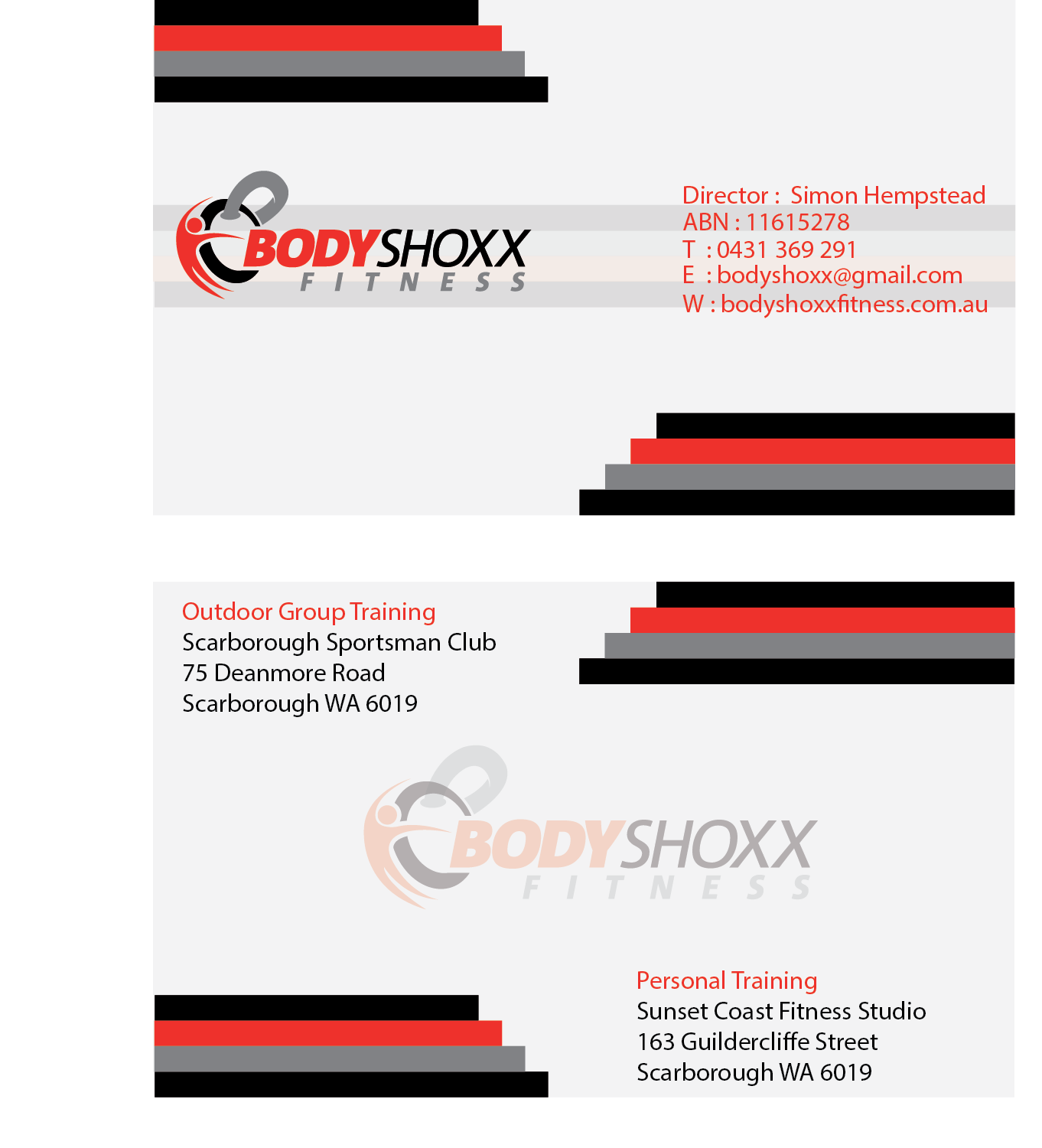 Business Card Design by hash90 for Bodyshoxx Fitness | Design #2753280
