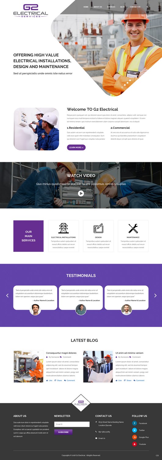 Web Design by pb for G2 electrical services ltd. | Design #17777600