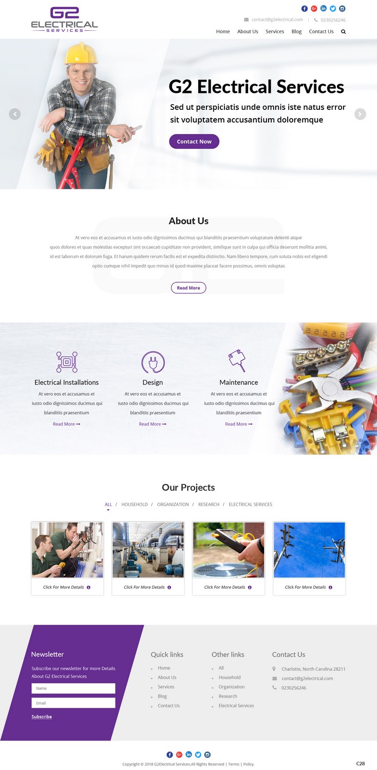 Web Design by pb for G2 electrical services ltd. | Design #17777602