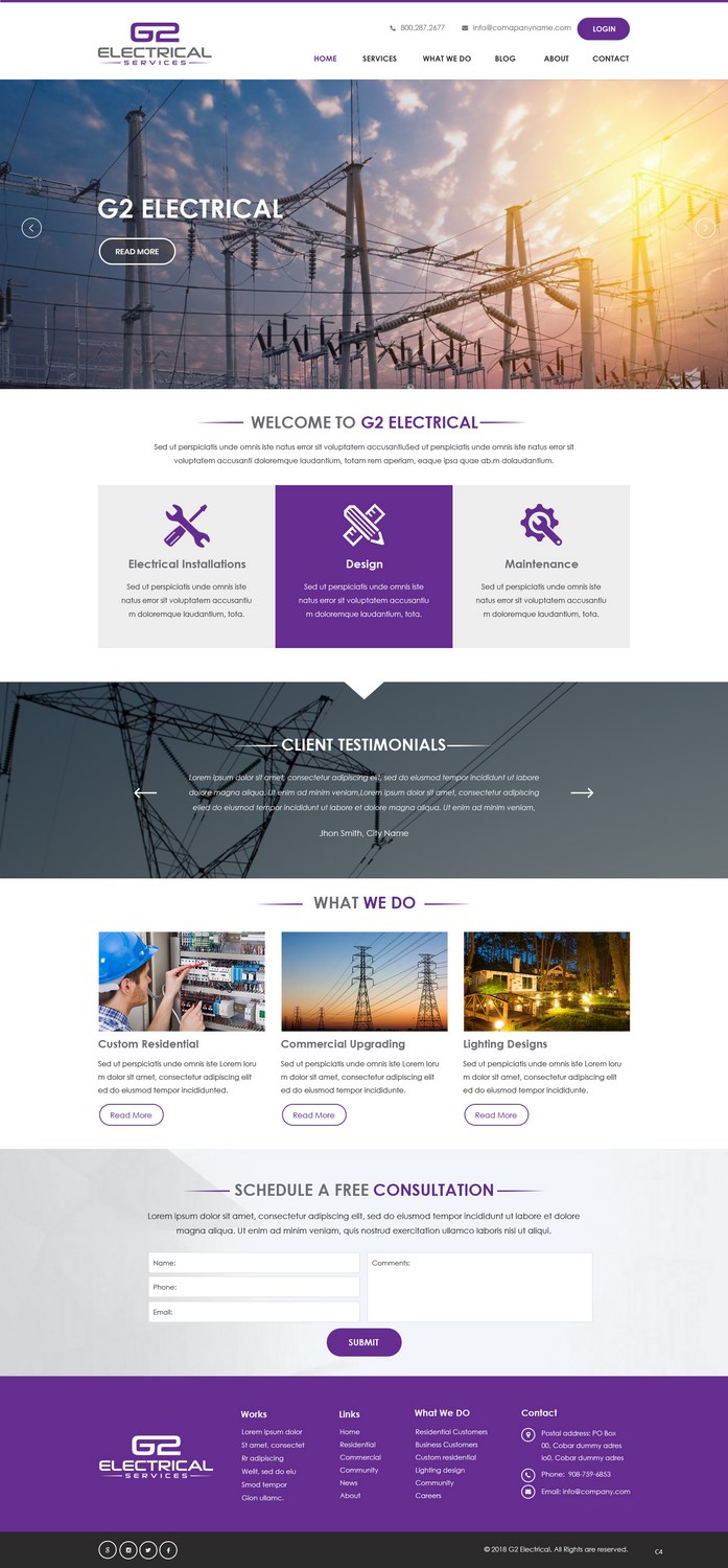 Web Design by pb for G2 electrical services ltd. | Design #17777612