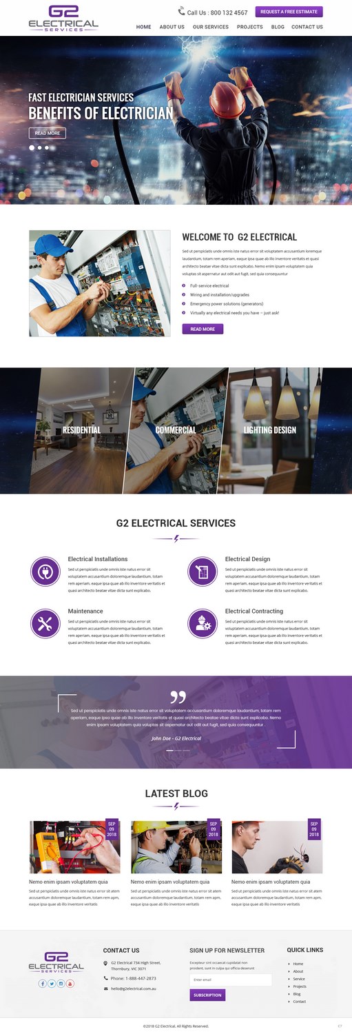 Web Design by pb for G2 electrical services ltd. | Design #17777616