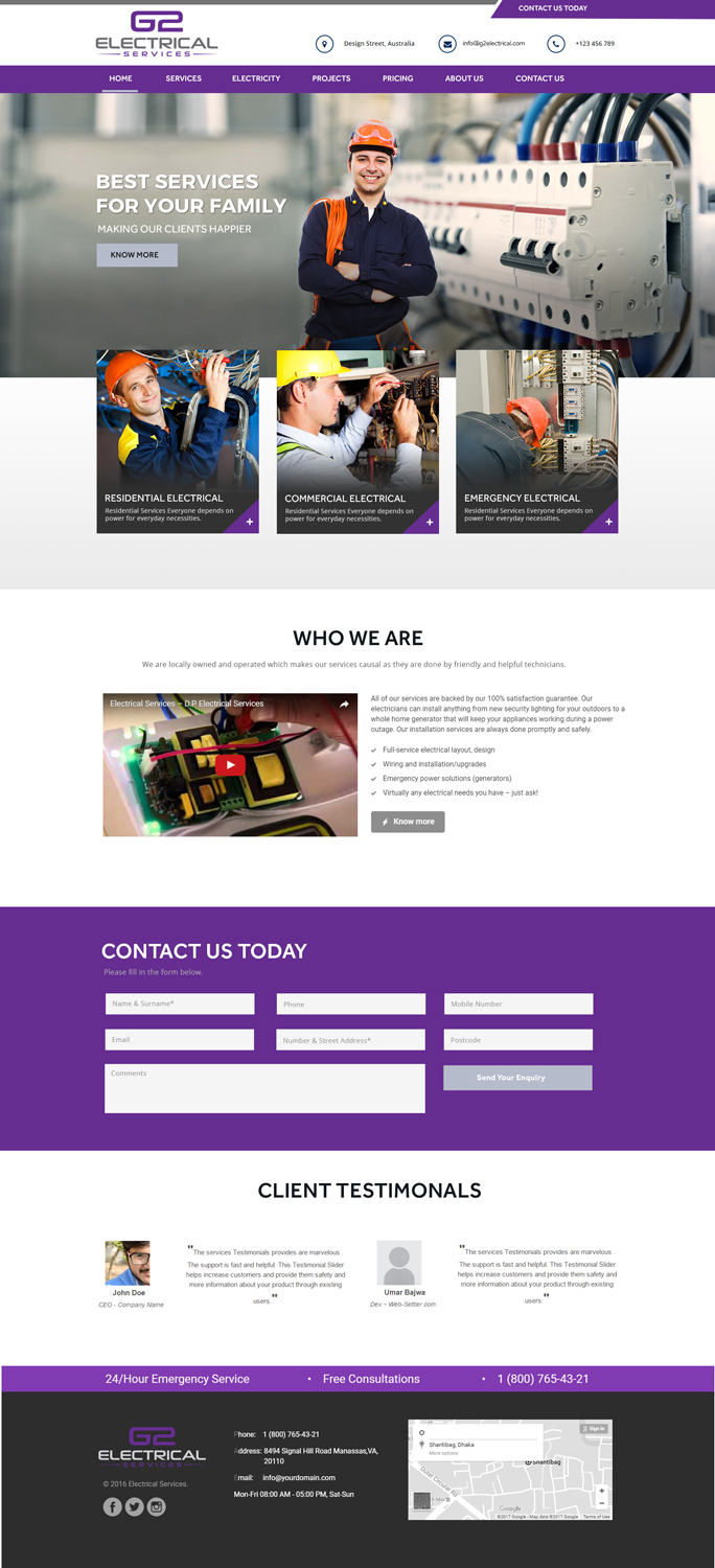 Web Design by Xclusive Designers for G2 electrical services ltd. | Design #17785155