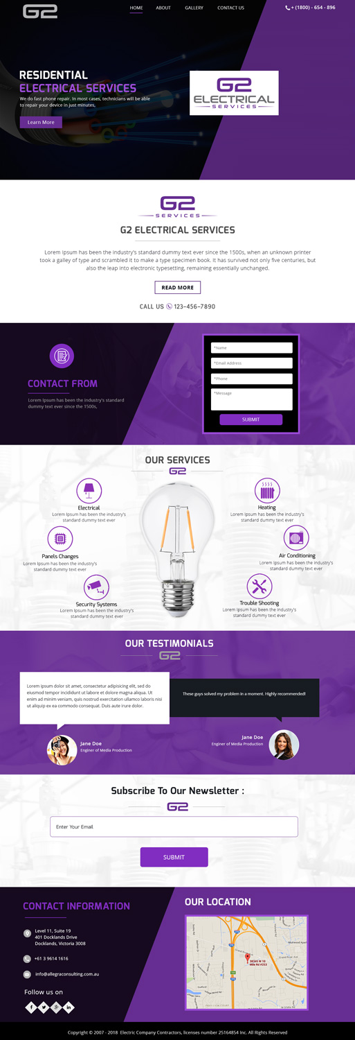Web Design by Xclusive Designers for G2 electrical services ltd. | Design #17787949
