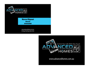 Visitenkarten-Design von viniandra für Advanced Homes Pty Ltd | Design #640607