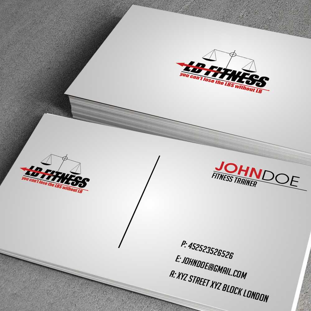 Business Card Design by junaid ahmad for LB Fitness | Design #2762268