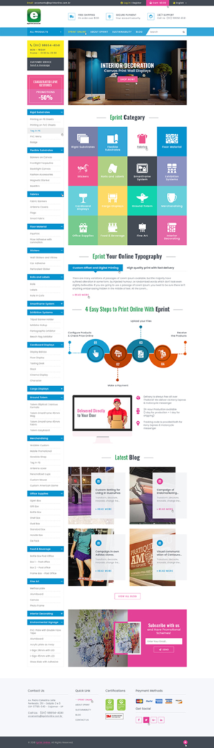 web design for an web-to-print site. eprint.eco.br | Web Design by Ved Web Services
