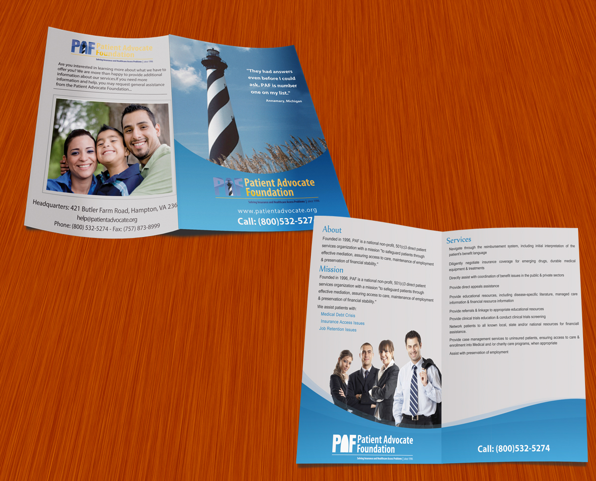 Brochure Design by Akaram Advertising for Patient Advocate Foundation | Design #2802992