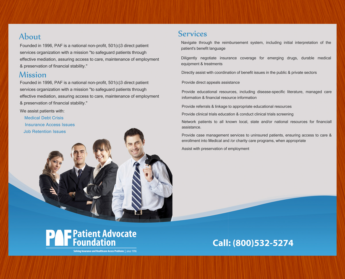 Brochure Design by Akaram Advertising for Patient Advocate Foundation | Design #2803003