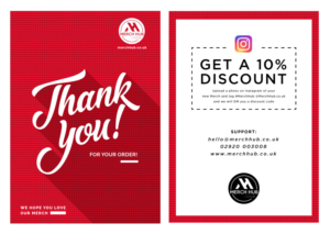 A5 Flyer to say Thank You for your Order, How to get a 10% discount and support option V2 | Flyer Design by Madin