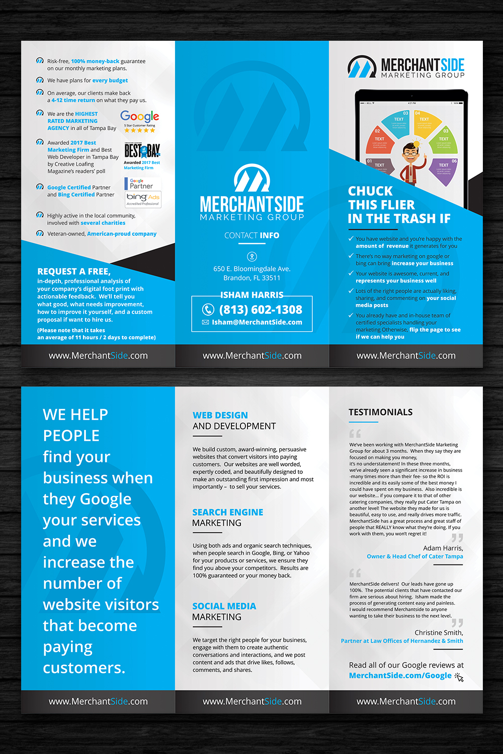 modern bold marketing flyer design for merchantside marketing