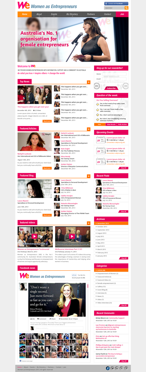 Diseño Wordpress por Creative Usha para Women as Entrepreneurs | Diseño #2771479