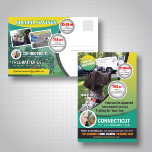 Postkarten-Design von uk für Connecticut Pet Containment LLC | Design: #17878369