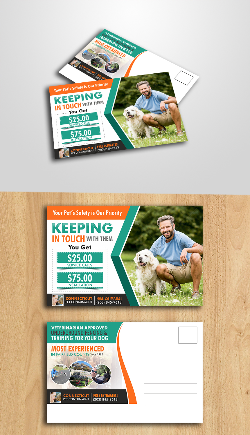 Diseño de Postal por ecorokerz para Connecticut Pet Containment LLC | Diseño #17856752