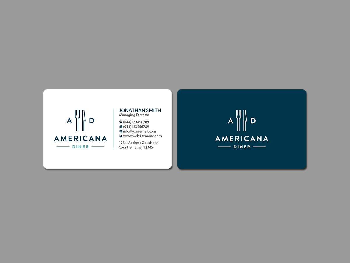 Business Card Design by Creations Box 2015 for americanadiner.com | Design #17862266