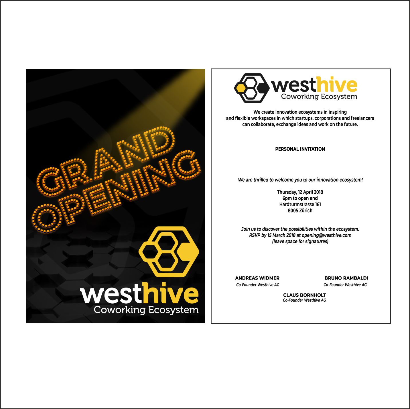 modern professional office card design for a company by office opening invitation card