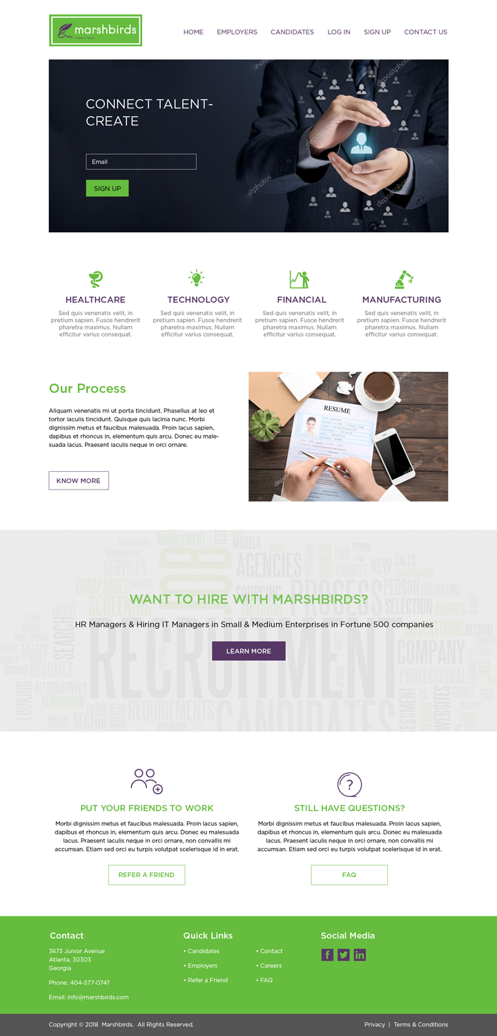 Web Design by CharaFathimalil for Marshbirds, Inc. | Design #17889559