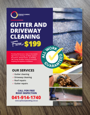 Flyer Design by Alexandar for Optimum Plumbing & Gasfitting | Design: #17891114