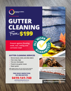 Flyer Design by Alexandar for Optimum Plumbing & Gasfitting | Design: #17902981