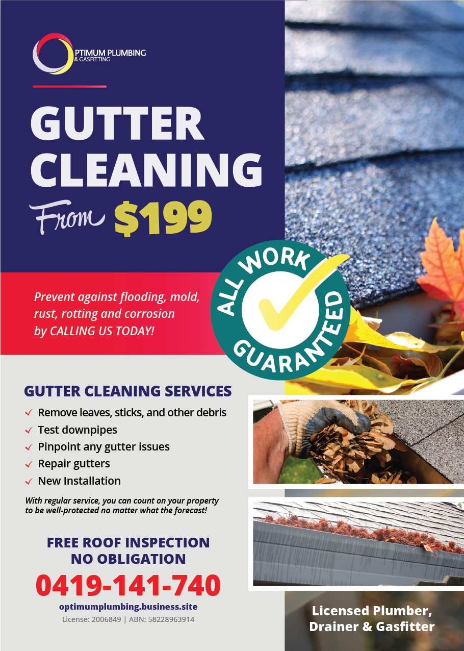Flyer Design by Alexandar for Optimum Plumbing & Gasfitting | Design #18409721