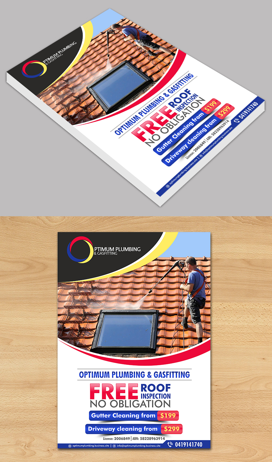 Flyer Design by ecorokerz for Optimum Plumbing & Gasfitting | Design #17886610