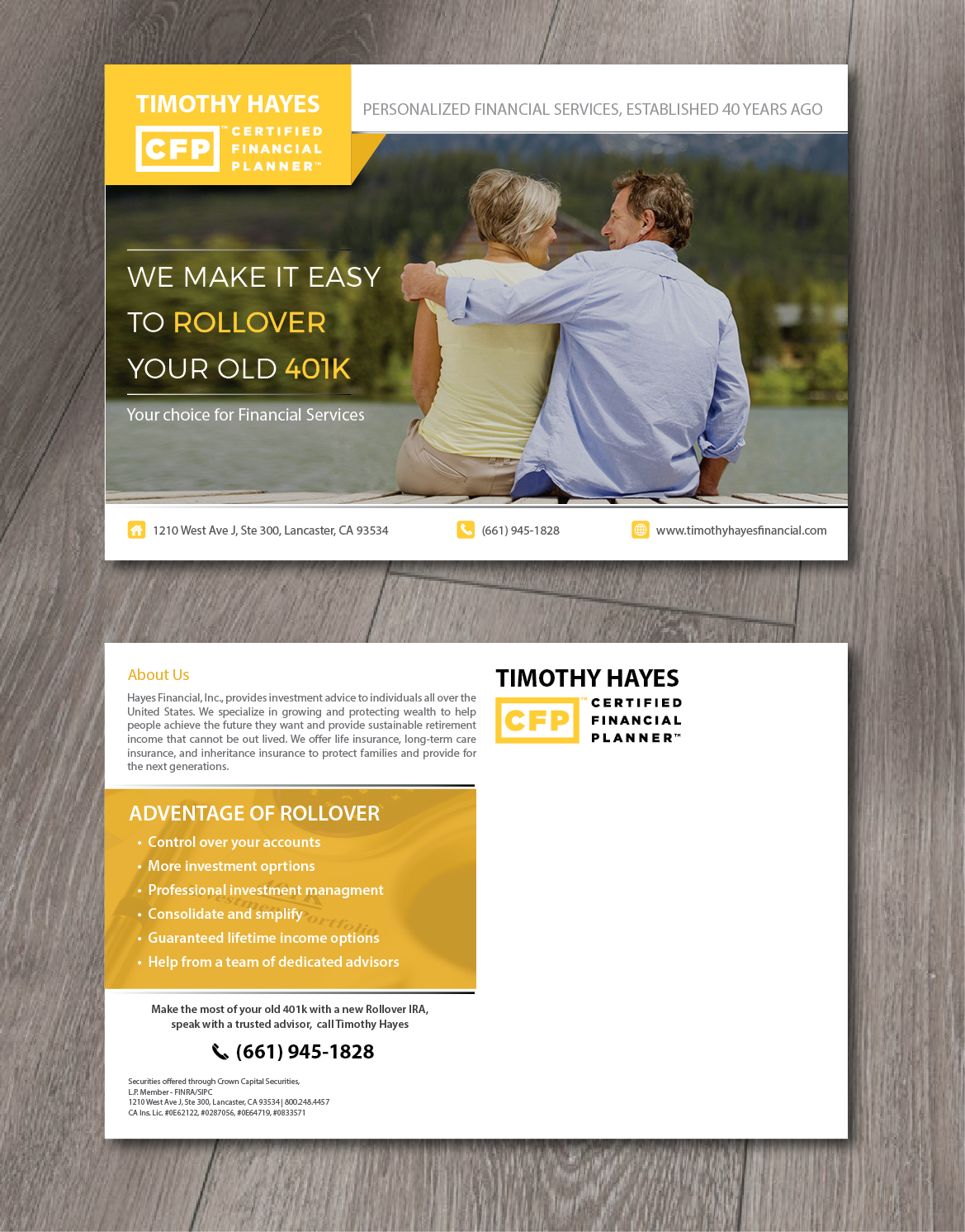 Diseño de Postal por alex989 para Timothy Hayes Financial & Ins. Services, Inc. | Diseño #17877034