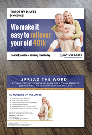 Postkarten-Design von Alexandar für Timothy Hayes Financial & Ins. Services, Inc. | Design: #18413918