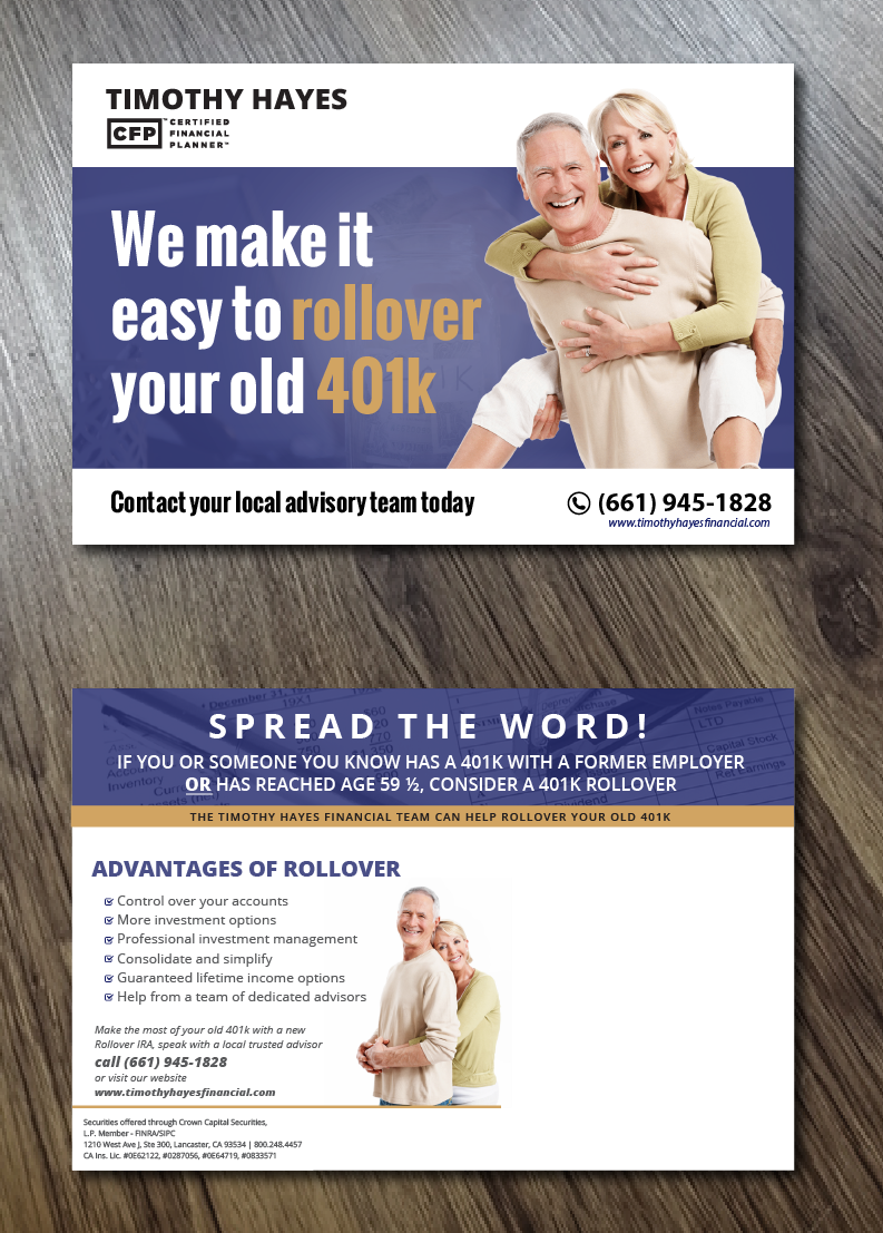 Design de Carte Postale par Alexandar pour Timothy Hayes Financial & Ins. Services, Inc. | Design #18414348