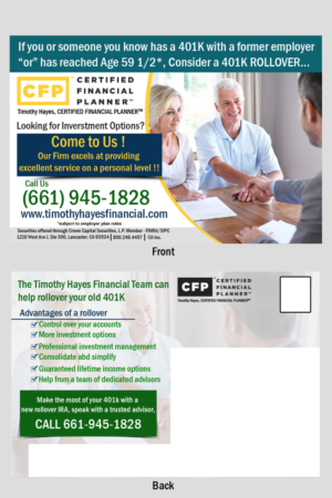 Postkarten-Design von Parul für Timothy Hayes Financial & Ins. Services, Inc. | Design: #17910257