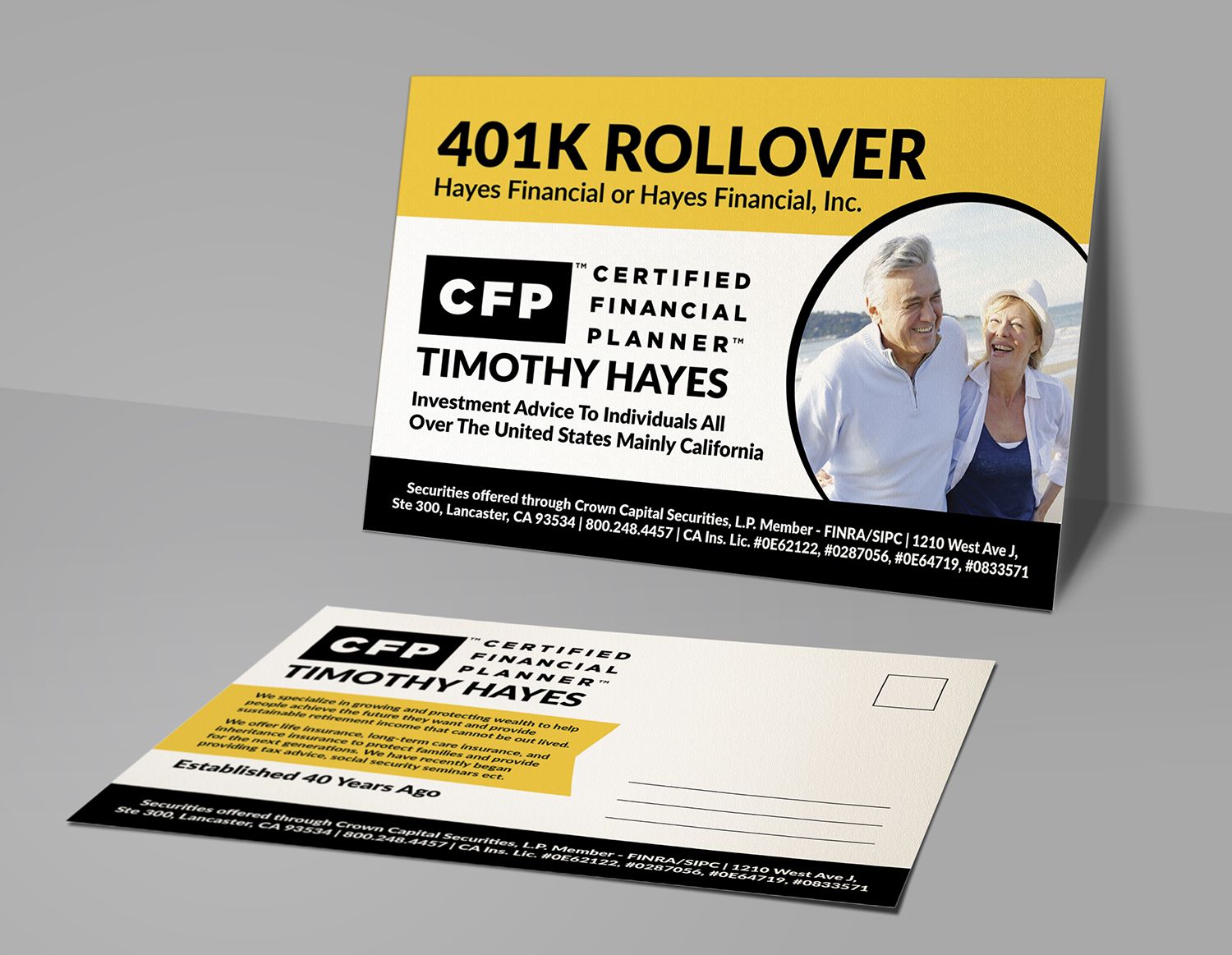 Postkarten-Design von Deziners Zone für Timothy Hayes Financial & Ins. Services, Inc. | Design #17880760