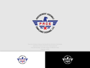 The basis of our company is to Procure products and services for the government. We also perform light Assembly and packing. Every project has strict Compliance instruction. We Exchange or resources, time and expertise for compensation. Each project is on a bid process of award. I like to play play off the the first letter in each of the four works in our name PACE and when referencing the company we state PACExchange (pronounced pack exchange). It would ideal to have a badge like outline to our logo with an American symbol (watermark) in the back ground (example is Eagle). Attached is a very crude look of what we are thinking... we definitely need some professional help.  | Design de Logo par Kejo87