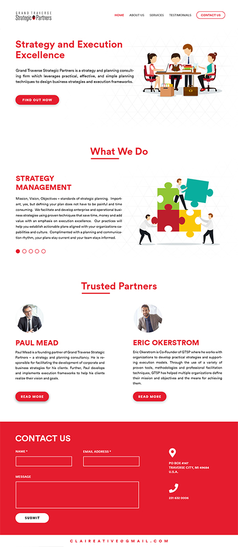 Web Design by Claireative for Grand Traverse Strategic Partners | Design #17905720