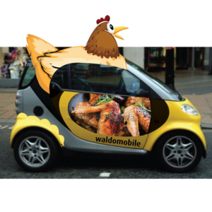Waldomobile & Klaramobile: two smart car wraps for a wing restaurant 