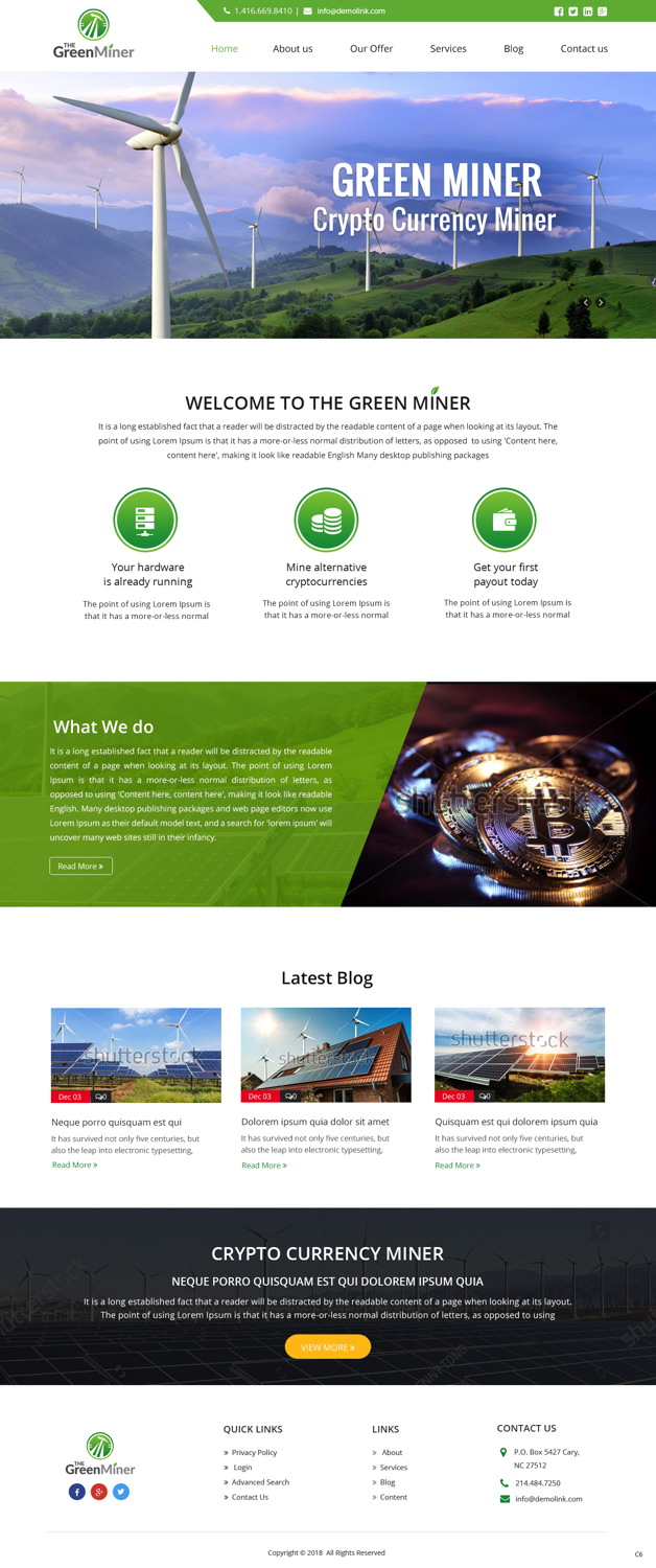 Web Design by pb for The Green Miner | Design #17927027