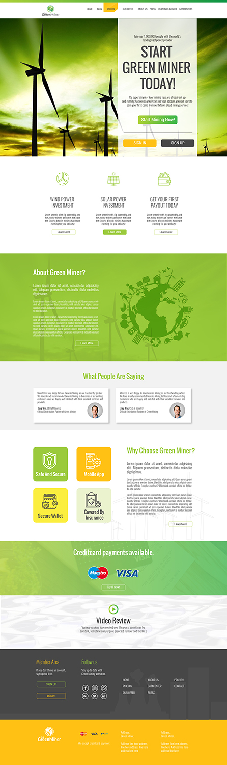 Web Design by Logo Parlor for The Green Miner | Design #17965591