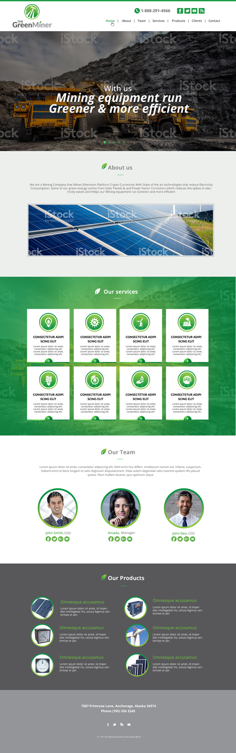 Web Design by chandrayaan.creative for The Green Miner | Design #17906256