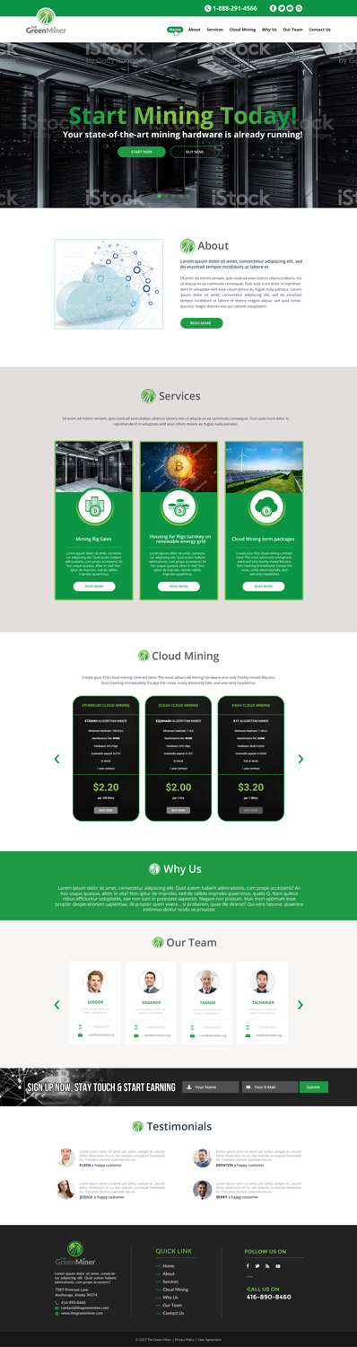 Web Design by chandrayaan.creative for The Green Miner | Design #17987909
