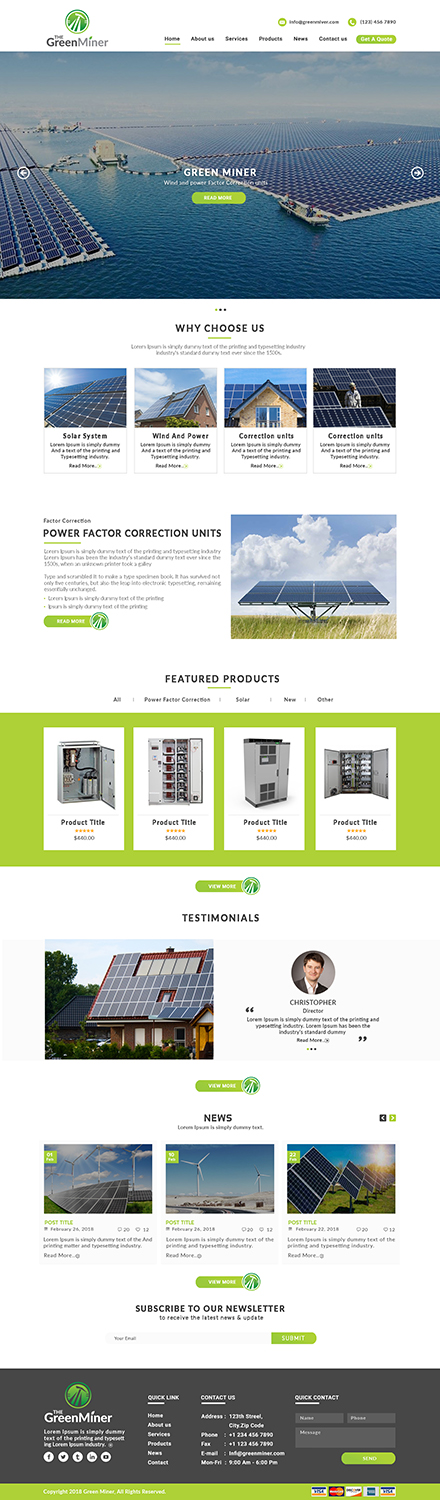 Web Design by bdesigner9 for The Green Miner | Design #17907192