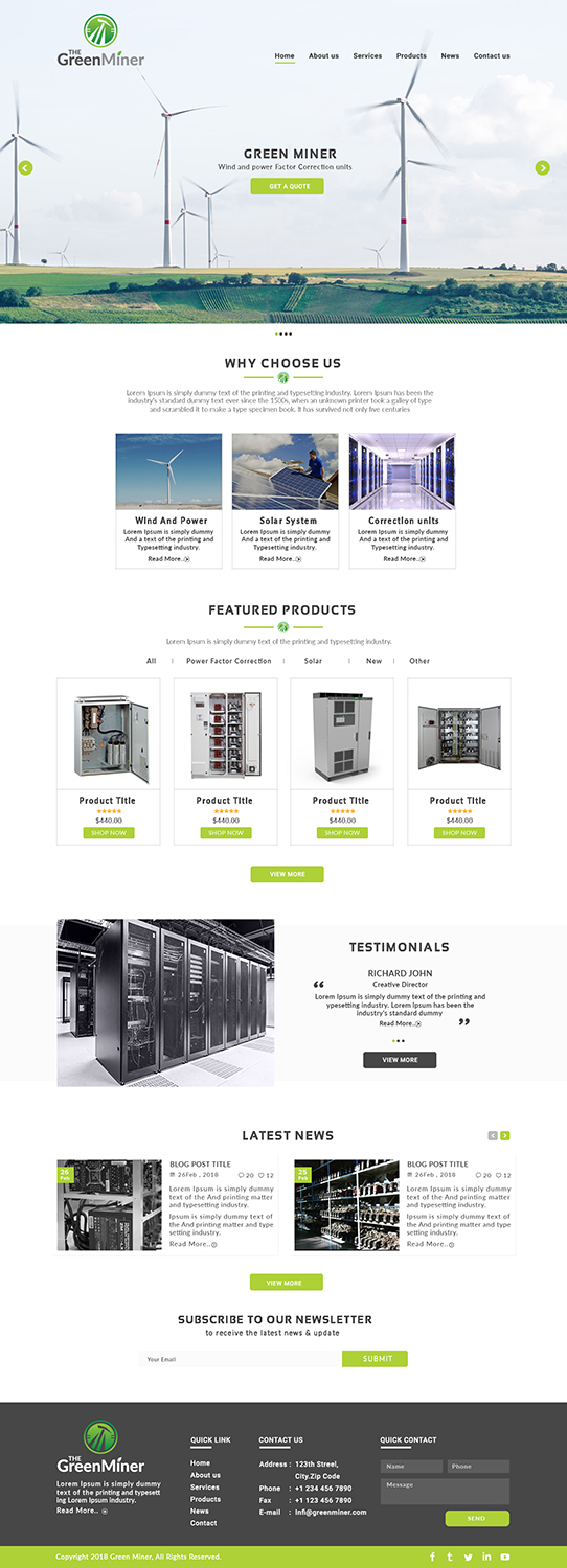 Web Design by bdesigner9 for The Green Miner | Design #17907194